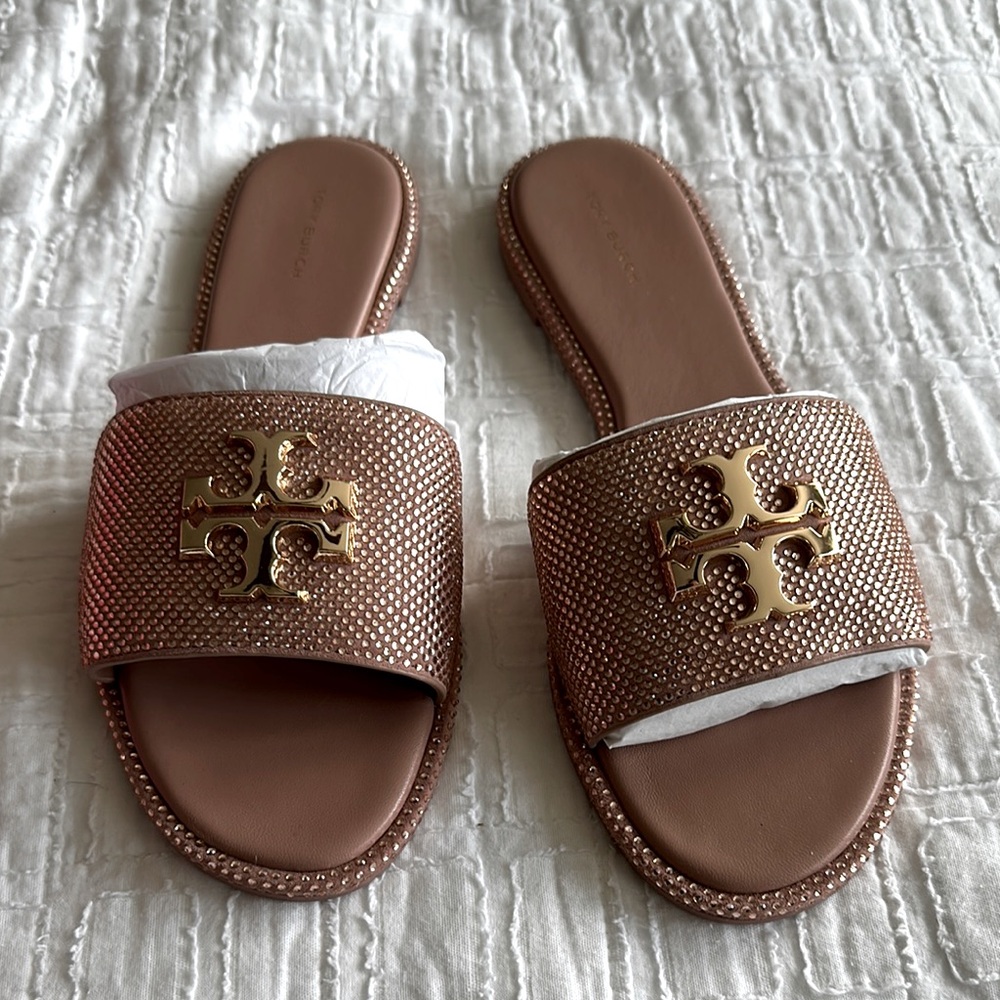 Tory Burch Everly slide Rose Gold Studded Slides sz 9.5 - Picture 7 of 10